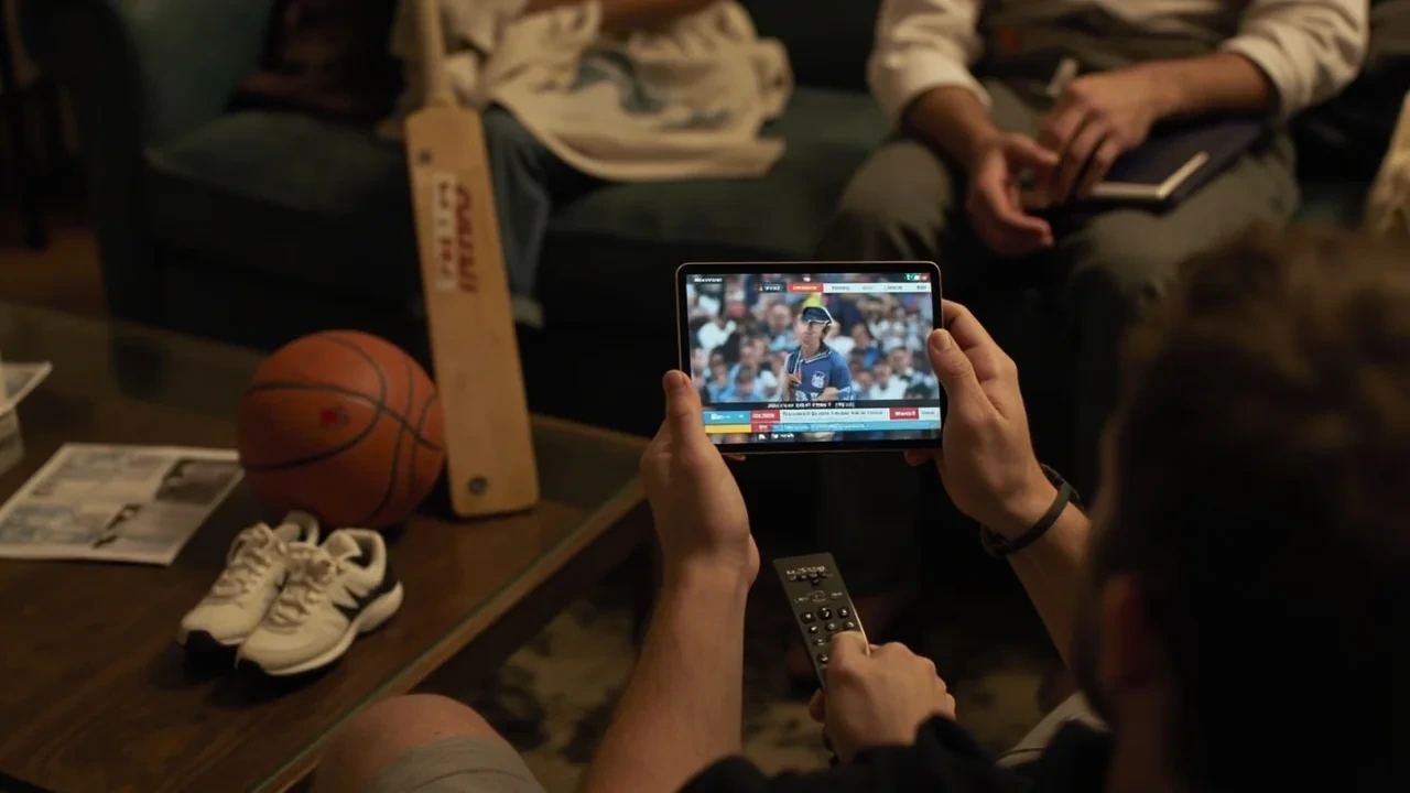 Friends follow multiple sports together in a relaxed living room